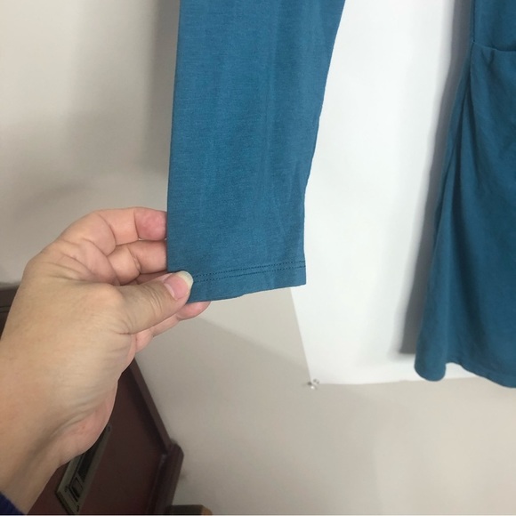 MODODOC Tunic M Teal Cowl Neck Long Sleeves Pockets Slouchy Pockets - Picture 3 of 7